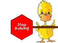 Duck holding a stop bullying sign